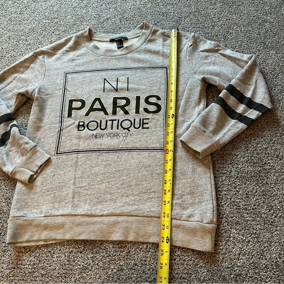 FOREVER 21 S Heathered Gray Sweatshirt Paris Boutique Graphic Perfume - Picture 10 of 11